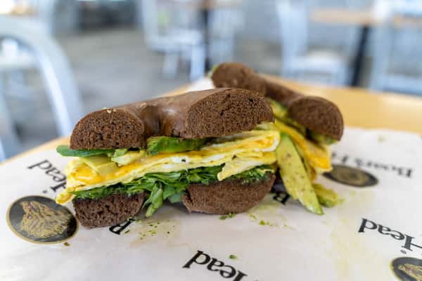 egg and cheese with arugula