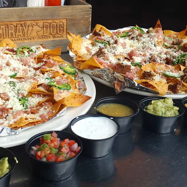Brisket Nachos and Black Bean Nachos