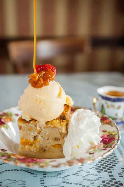 Peach & White Chocolate Bread Pudding