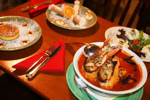 Cioppino, Burrata, Ricotta Cheese Cake, Cannoli Luigi