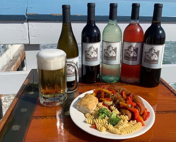 Fisherman's Chardonnay, Cabernet, Merlot, White Zinfandel, Pinot Grigio or Champagne