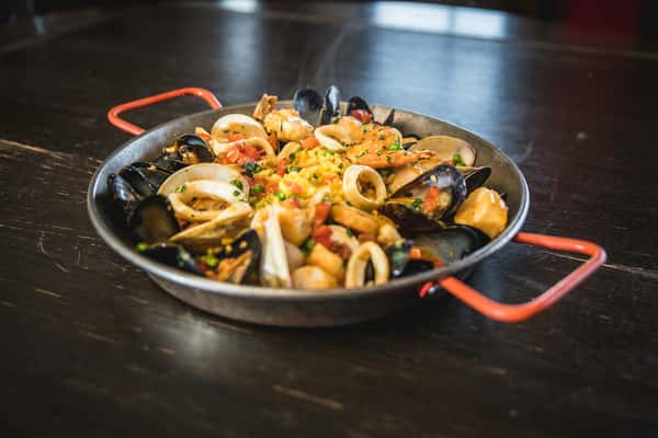 Seafood Paella - Dinner Menu - Red's Kitchen   Tavern