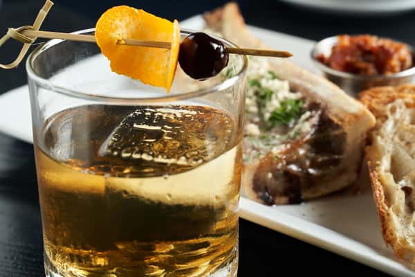 cocktail with bone marrow sandwich