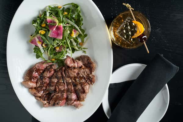 steak and cocktail