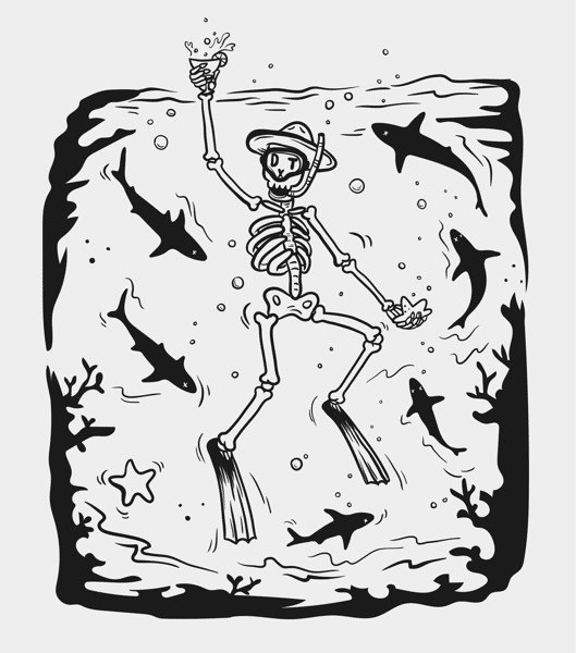 Skeleton in water