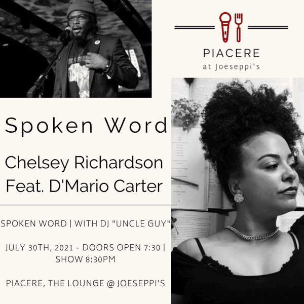 Chelsey Richardson and D'Mario Carter performing spoken word live at Joeseppi's Italian Ristorante in Tacoma, WA