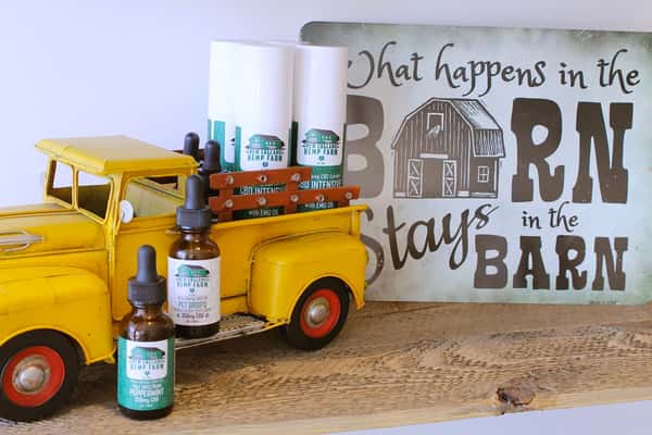 shop display with truck and sign