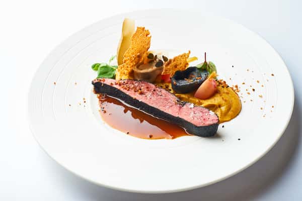 Sous-vide steak with red wine sauce