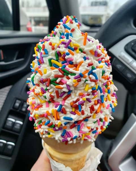 ice cream cone with sprinkles