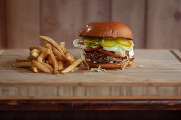 Buffalo Burger with fries