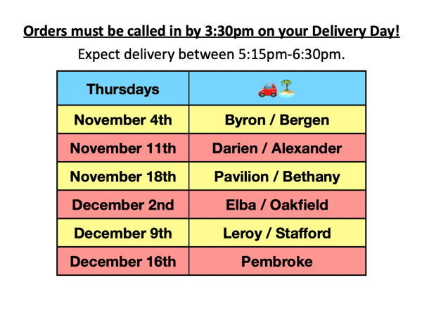 delivery schedule