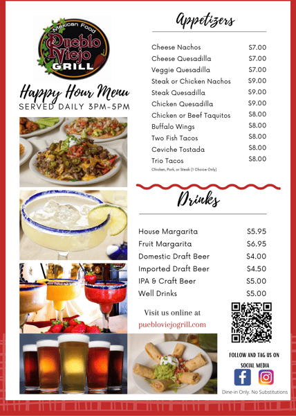 happy hour food drinks