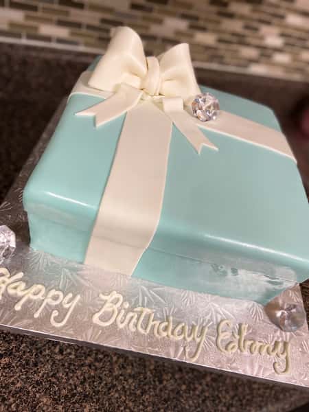 Tiffany blue gift box cake