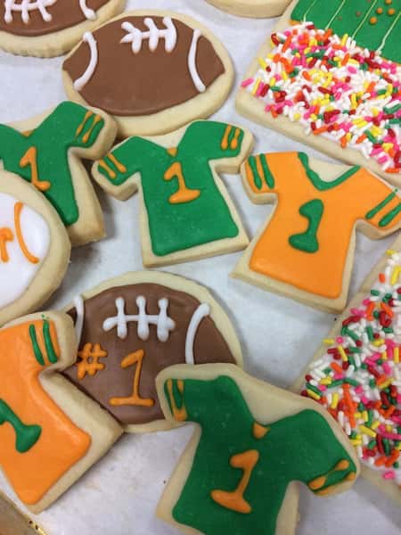 Football decorated sugar cookies