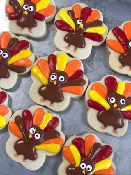 Turkey decorated sugar cookies
