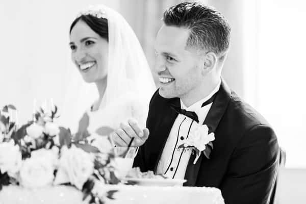 happy bride and groom