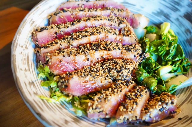 Sesame Crusted Tuna Cooking Tuna Steaks In Pan Sesame Seeds