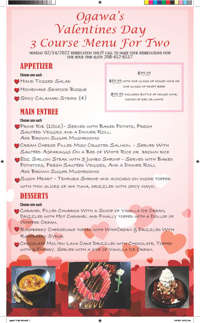 Valentine's Day Event by reservation only!