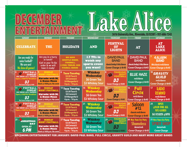 Lake Alice Trading Co. Bar & Grill in Riverside, CA