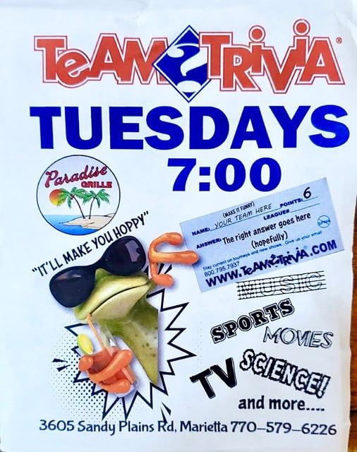 Join us for TEAM TRIVIA every Taco Tuesday at 7pm