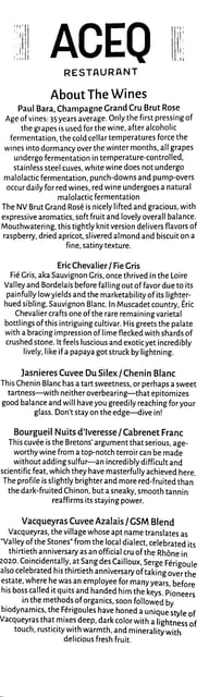 Menu ACEQ Restaurant