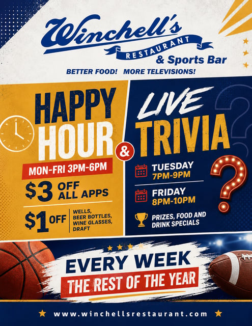 LIVE TRIVIA - Winchell's Restaurant and Bar - Family Style LIVE TRIVIA - Winchell's Restaurant and Bar - Family Style