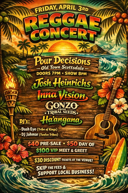 🌴 Reggae Concert - Pour Decisions Patio and Kitchen - Restaurant