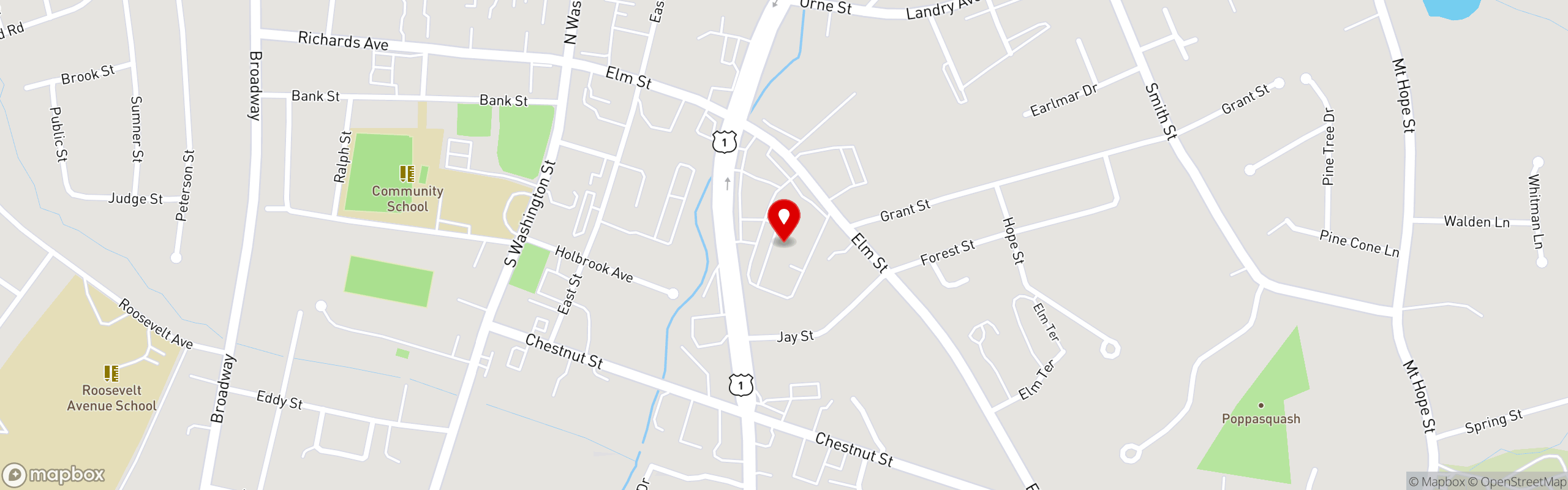 Street map pinning Fresh Catch in North Attleboro Retail Market