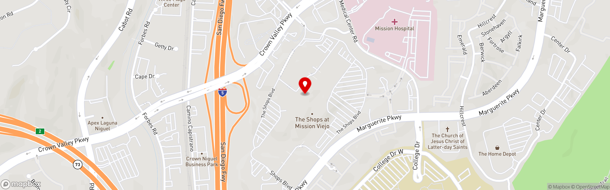 Street map pinning Dizzy Bird in Dizzy Bird - Mission Viejo