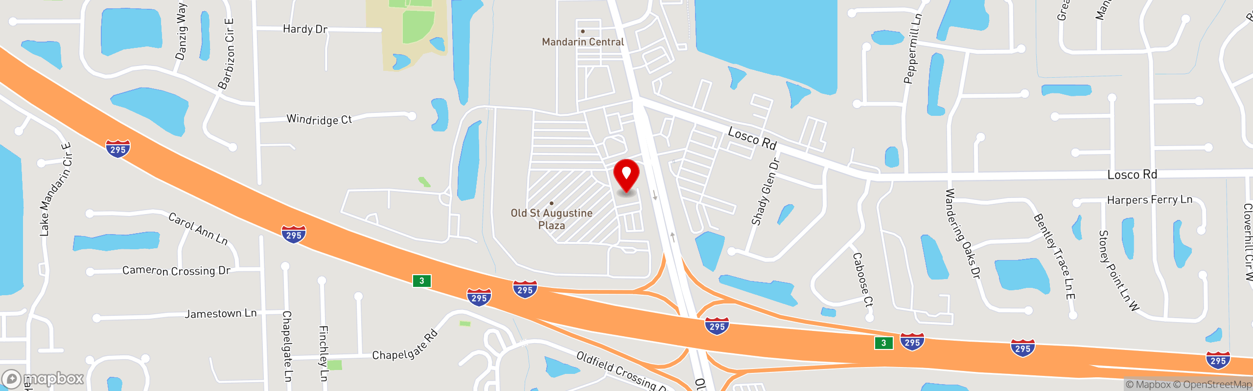 Street map pinning St Marys Seafood & More in Mandarin
