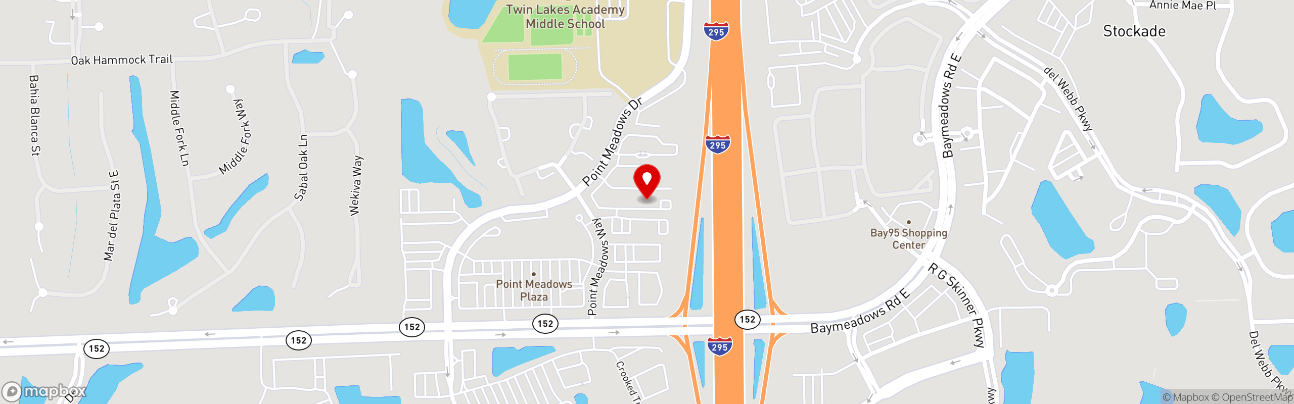 Street map pinning St Marys Seafood & More in Baymeadows