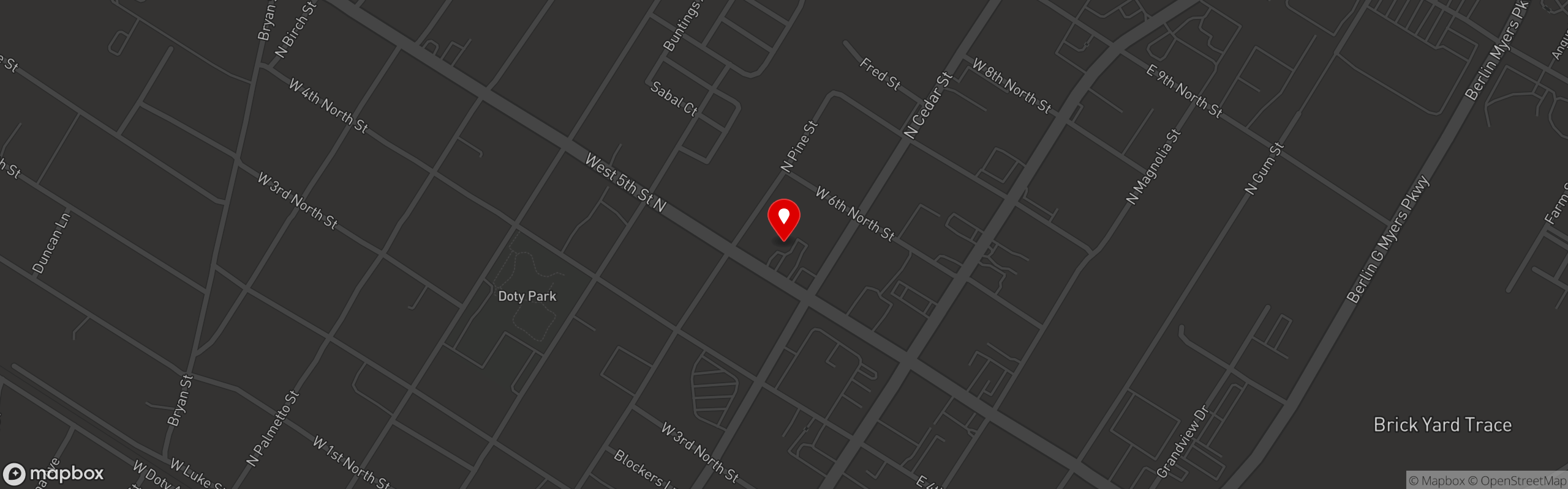 Street map pinning Oscar's of Summerville in Summerville, SC