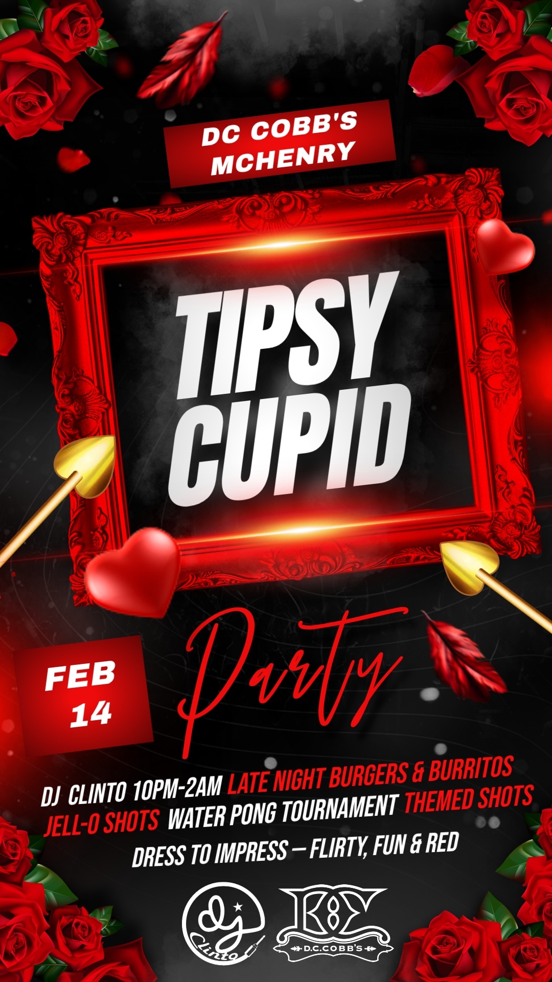 TIPSY CUPID: VALENTINE'S DAY PARTY - D.C. Cobb's - American Restaurant in IL TIPSY CUPID: VALENTINE'S DAY PARTY - D.C. Cobb's - American Restaurant in IL