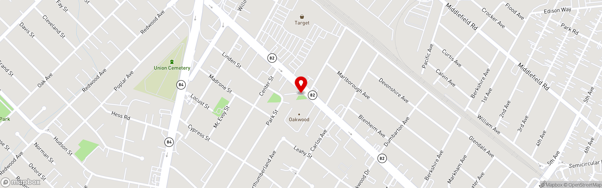 Street map pinning Pronto Pizza in Pronto Pizza