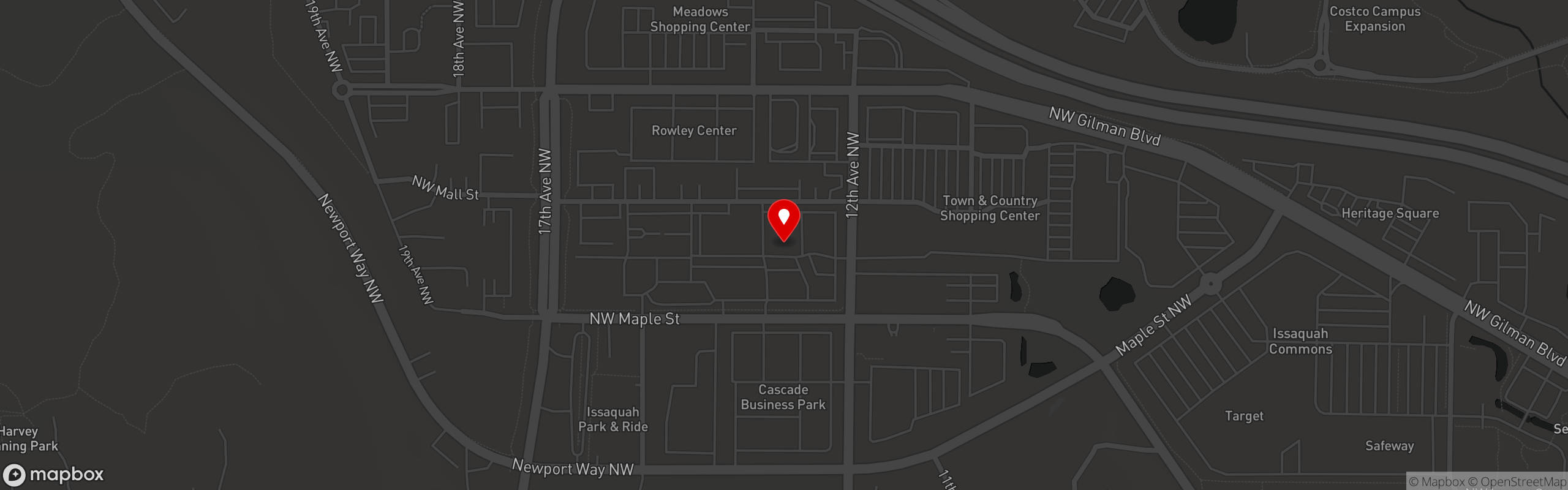 Street map pinning Gaslamp Bar & Grill in Issaquah