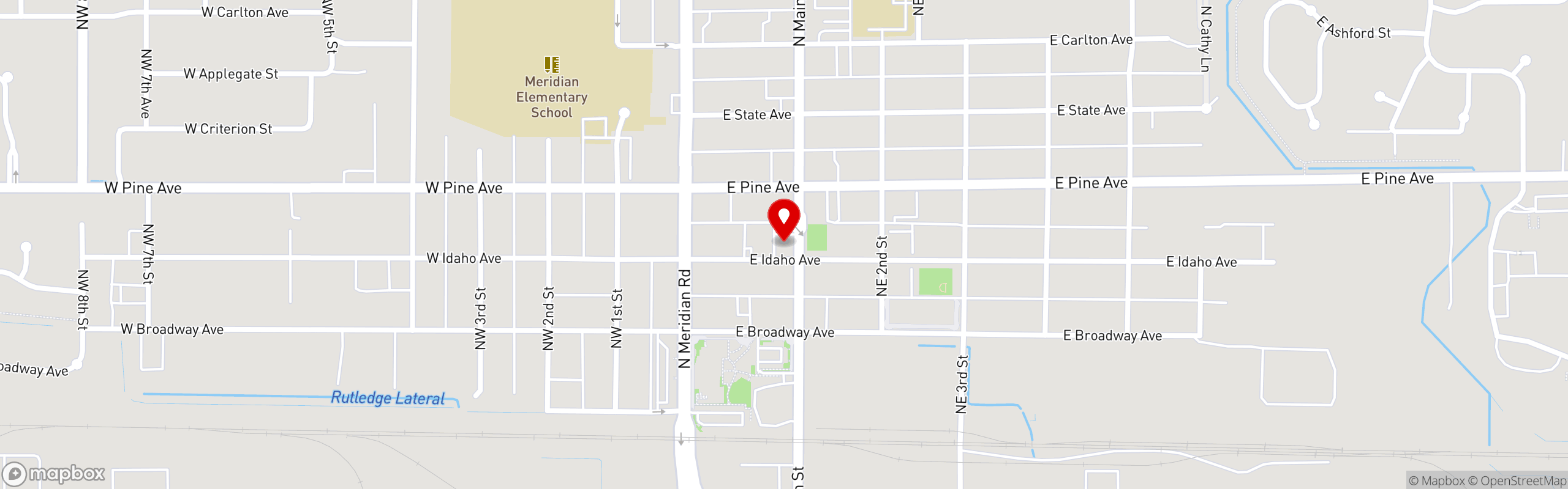 Street map pinning Bob's Sunrise Café in Meridian, ID