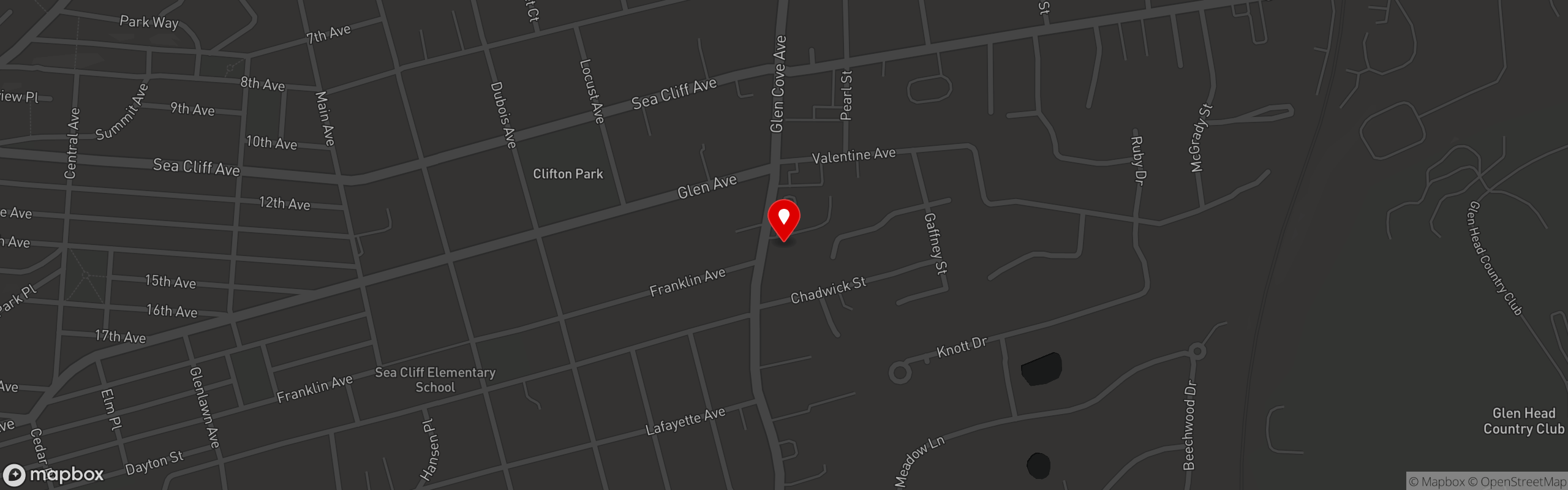 Street map pinning Cactus Cafe in Glen Cove