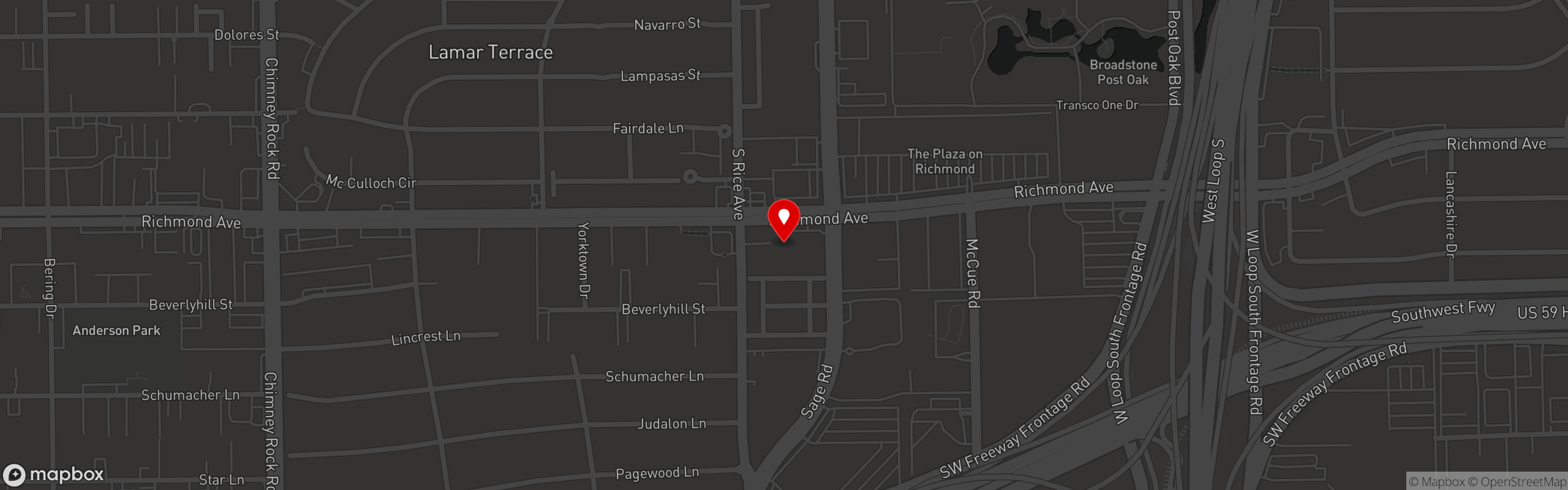 Street map pinning Ruchi's Mexican Grill in Ruchi's Mexican Grill Richmond Ave