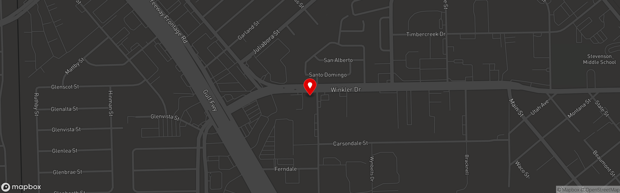 Street map pinning Taqueria El Nopalito in Southeast Houston