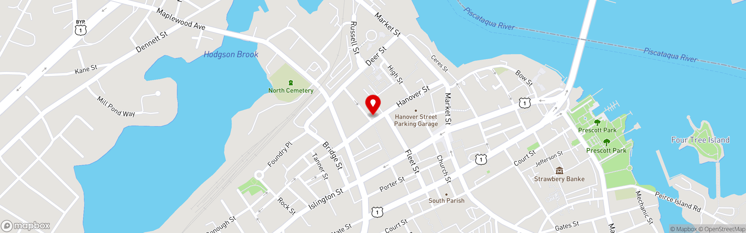 Street map pinning 110 Grill in Portsmouth, NH