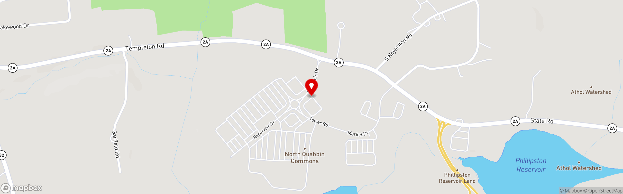 Street map pinning 110 Grill in Athol, MA