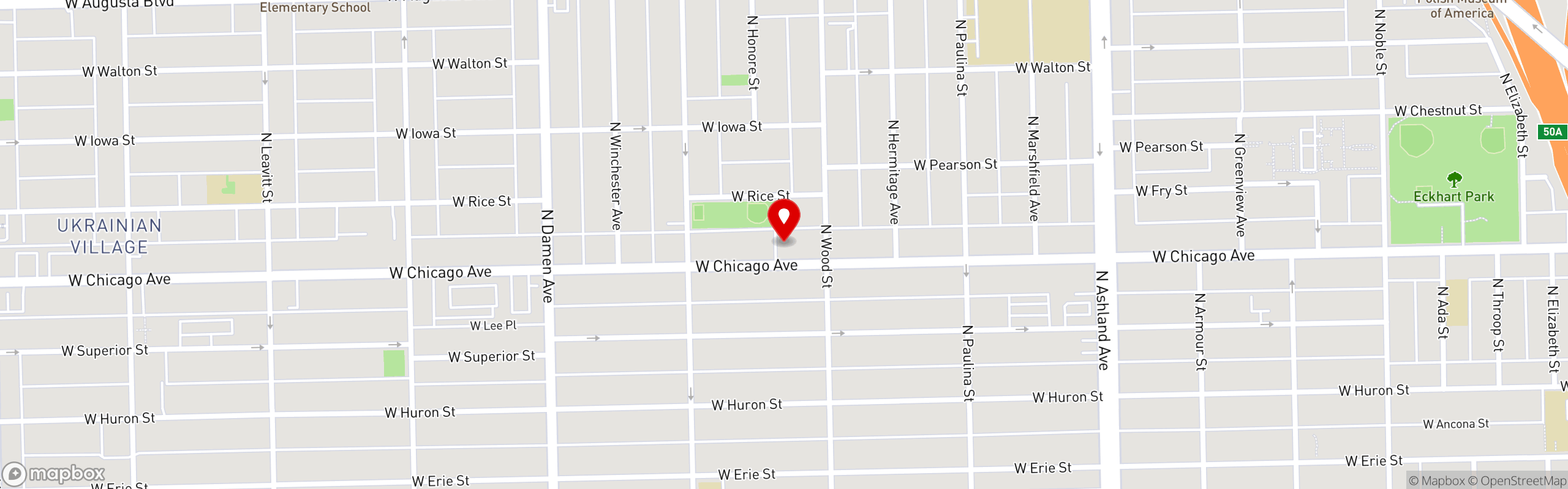 Street map pinning Barcocina Chicago in West Town