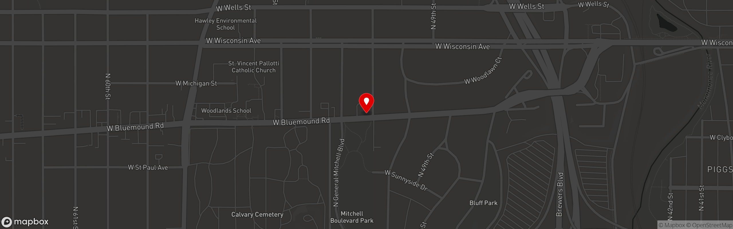 Street map pinning Story Hill BKC in Milwaukee