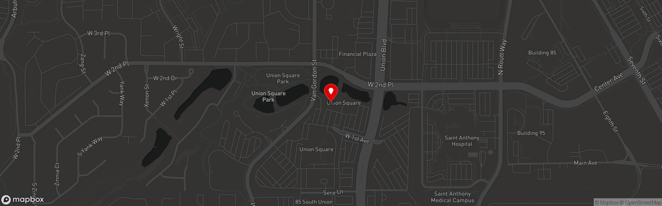 Street map pinning A Perfect Bite Catering in Lakewood