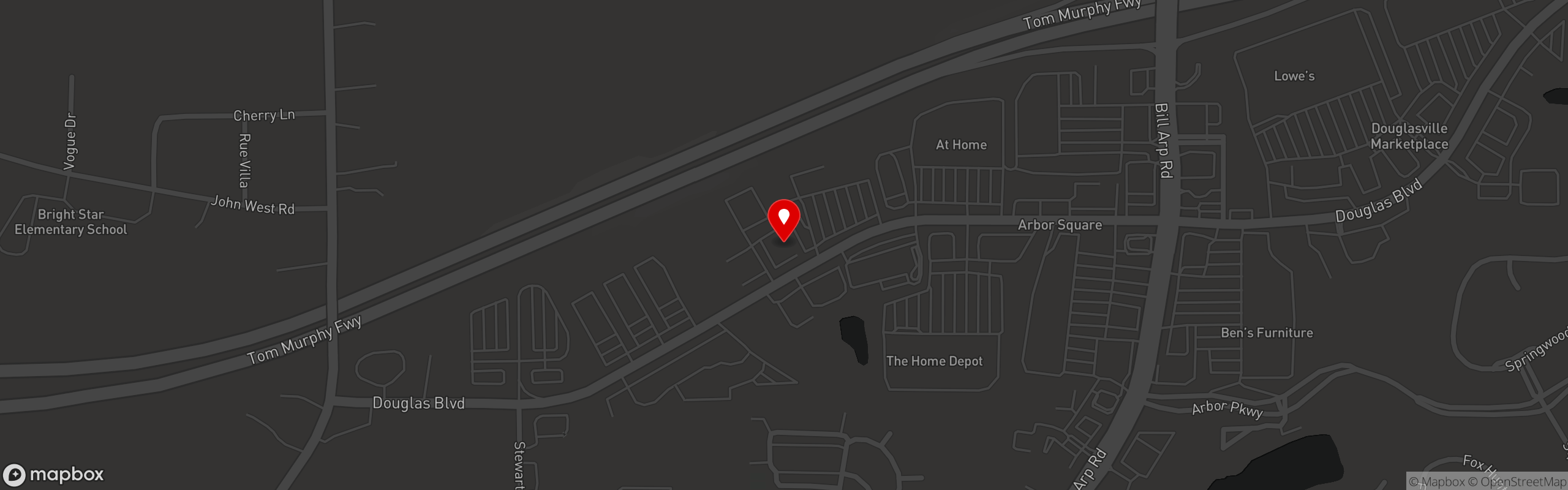 Street map pinning Sam & Rosco's in Sam and Rosco's - Douglasville