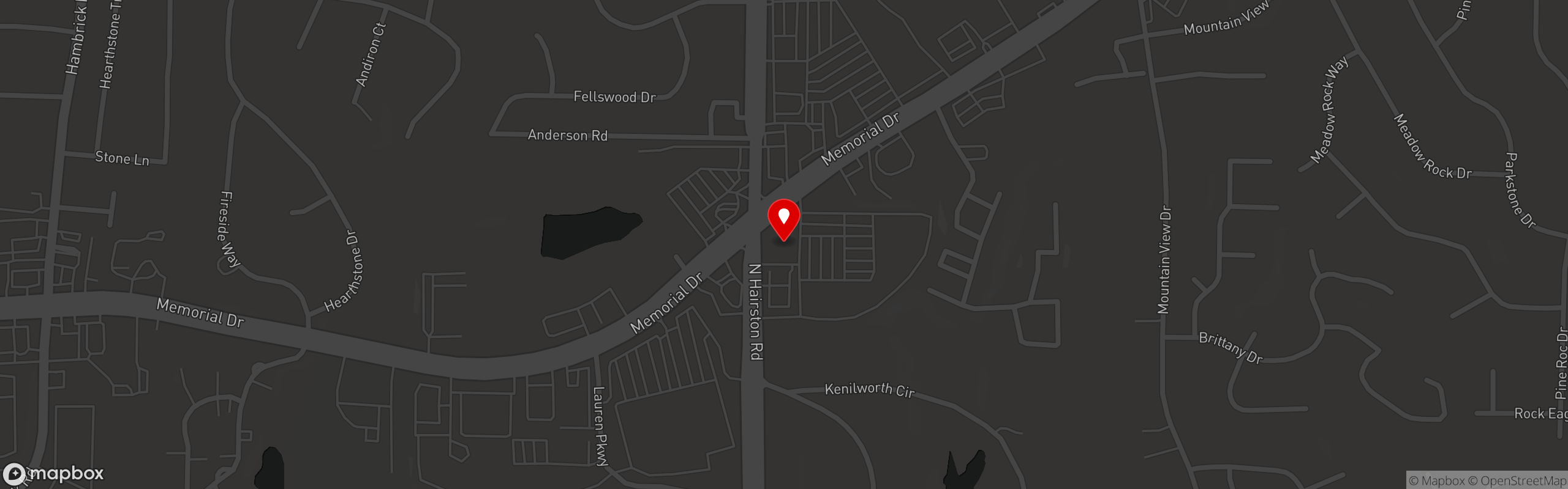 Street map pinning Angie's Place in Stone Mountain