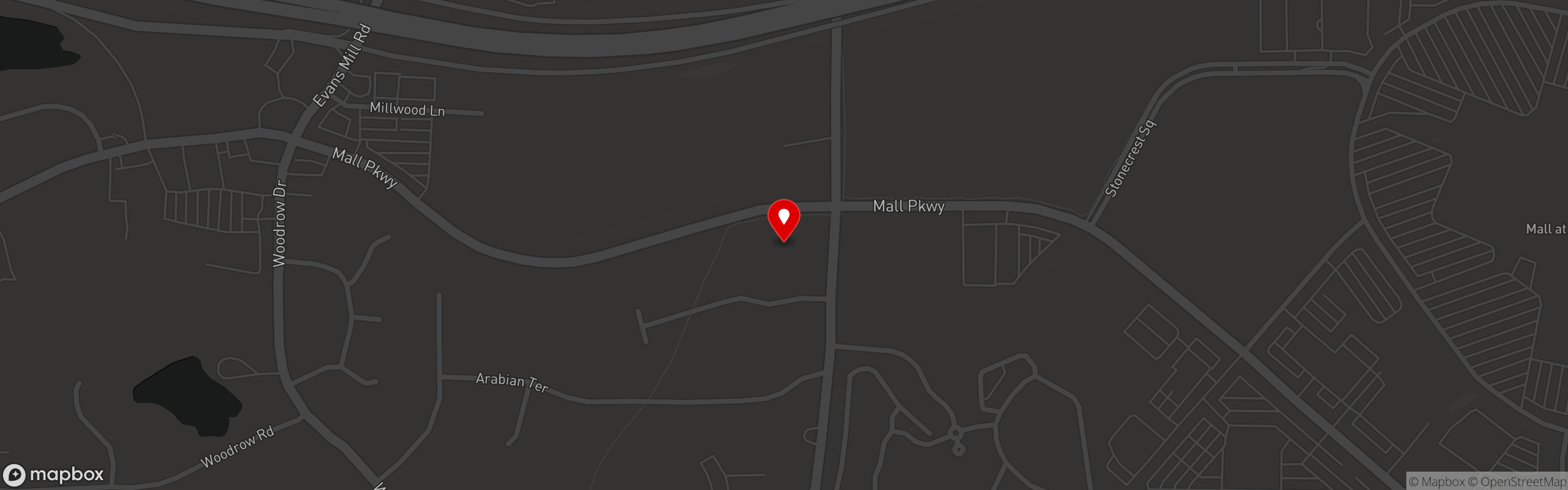 Street map pinning Angie's Place in Stonecrest
