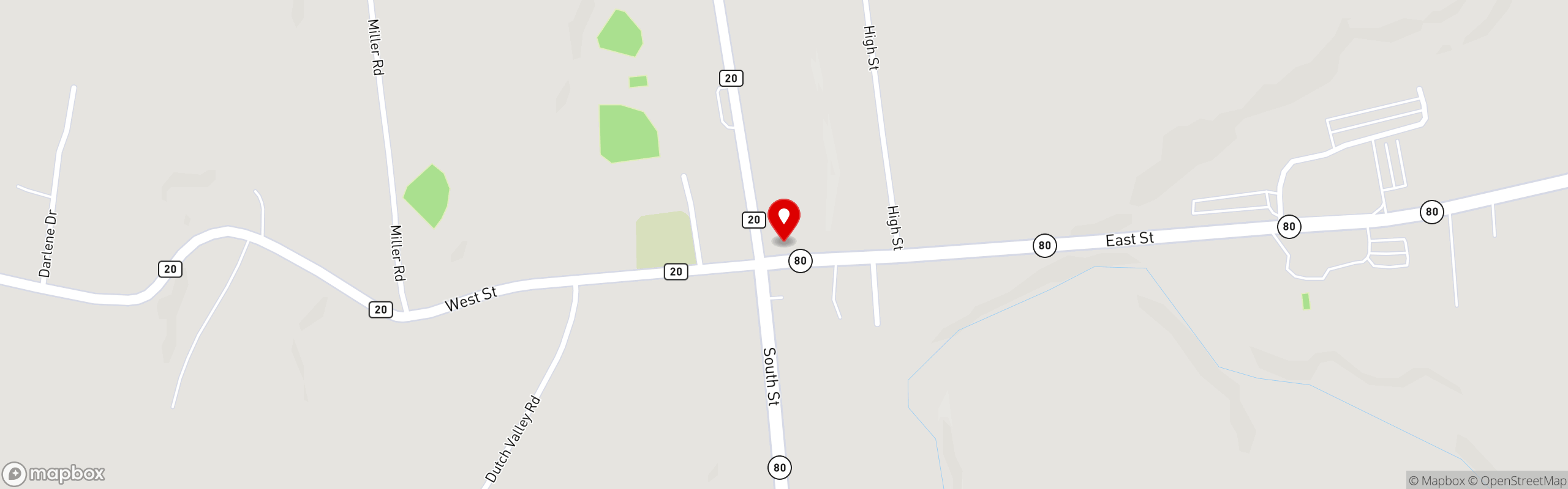 Street map pinning Spike's Pizza and Grocery in Spike's Pizza and Grocery