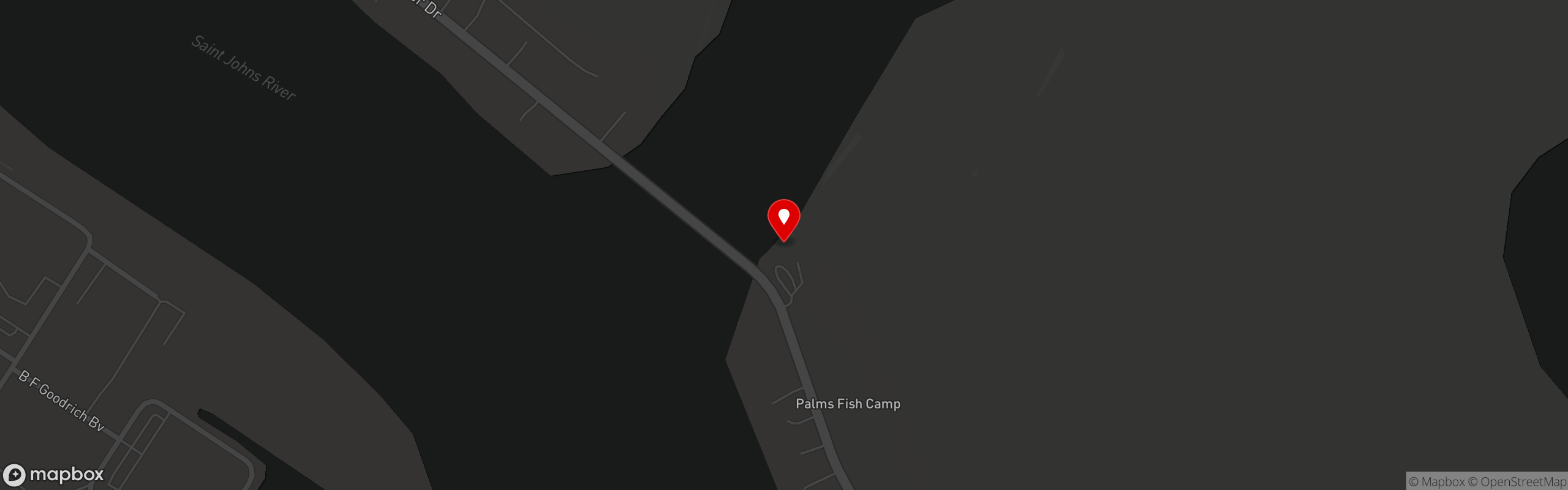 Street map pinning Palms Fish Camp Restaurant in Palms Fish Camp Restaurant