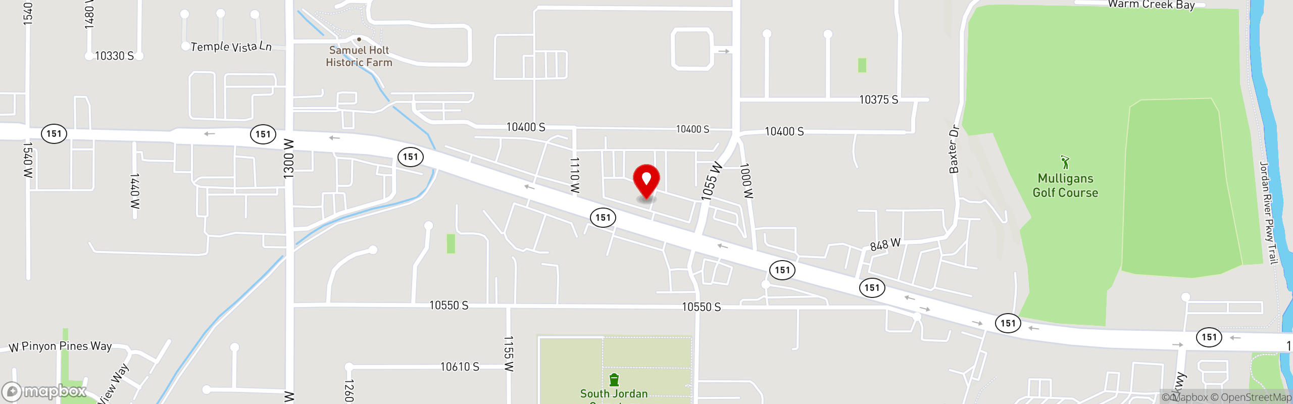 Street map pinning Curry Pizza in South Jordan